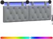 vidaXL Hangend hoofdbord Met LED-verlichting Lichtgrijs Stof