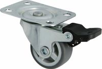AMIG Roue pivotante/roue de transport - D30mm avec frein - caoutchouc - capacité de charge 45kg - gris