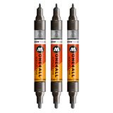 Molotow One4All acryl Twin Marker (lijndikte 1,5 mm en 4 mm, zeer dekkend en permanent) 3 stuks kleur 223 metallic zwart