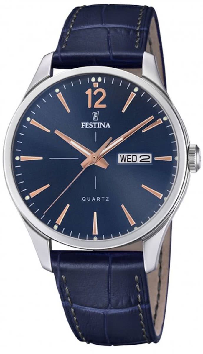 Festina F20205/3 Retro - Horloge - Staal - Zilverkleurig - 41mm