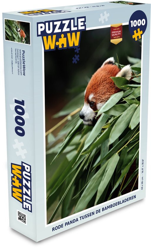 MuchoWow Puzzel Panda - Rood - Plant - Legpuzzel - Puzzel 1000 stukjes volwassenen