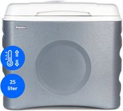 MEDION thermo-elektrische draagbare koelbox (25 liter, koel- en warmhoudfunctie, 12V sigarettenaansteker 230V netaansluiting USB-voeding, voor auto, boot en camping, MD10735) grijs