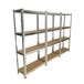 EURO VANADIUM - Drievoudige opbergrekken voor zware lasten - 210 x 150 cm - 960 kg - modulaire garagerekken, 4 niveaus, 12 planken - 40 cm - grijs
