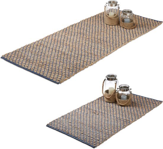 Relaxdays - vloerkleed jute - loper handgeweven - 80 x 200 10 x 140 cm kleed