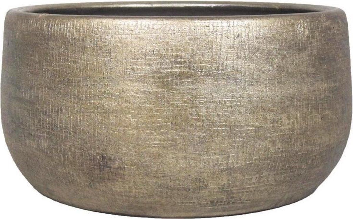 Floran Bloempot/plantenpot schaal industrieel goud D34 cm