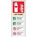VSafety 11002AC-R brandblusser bord, AFF Foam ID, stijf kunststof, portret, 75 mm x 200 mm, Beige/zwart/groen/rood