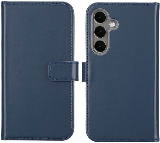 Selencia Echt Leren Bookcase Blauw voor Samsung Galaxy S25