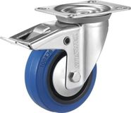 Tarsus Zwenkwiel met Rem - Ø 80 mm - Kogellagers - 100 kg Belastbaar - Blauw