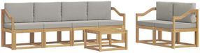 vidaXL - Buiten - bank - set - 7 - st - Wit - en - Lichtgrijs - Polyester
