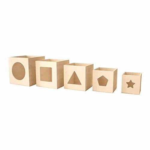 Artemio 14003424 dobbelstenen van hout, 12 tot 6,5 cm, 5 stuks