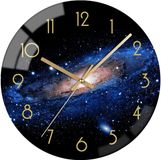 Merkloos VIKMARI Glazen Wandklok Stil Niet Tikkend Kwaliteitskwarts Batterij Werkend Rond 30cm Nachthemel Patroon