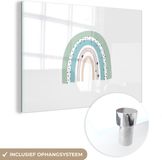 MuchoWow® Glasschilderij 120x80 cm - Acrylglas Schilderij - Regenboog Sterren Kinderen - Modern