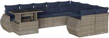 vidaXL 10-delige dining loungeset met kussens, grijs, polyrotan
