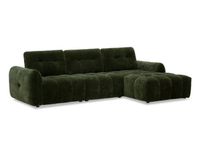 Canapé d'angle droit en velours tissé vert olive avec dossier réglable