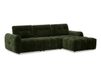 Canapé d'angle droit en velours tissé vert olive avec dossier réglable
