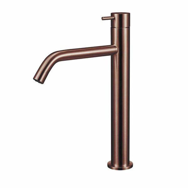 Qisani Flow Verhoogde Opbouw Wastafelkraan - Geborsteld Copper - 28.5cm Hoog - 17.5cm Uitloop