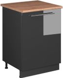 Vicco Keukenonderkast Fame-Line, Antraciet Hoogglans/Antraciet, 60 cm