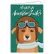 Afie Felicitatiekaart voor verjaardag, hond, bruin, bril, piloten, illustratie met envelop, formaat 12 x 17,5 cm, papier, 300 g, glanzend, uit duurzaam beheerde bossen, gemaakt in Frankrijk 69-8046