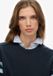 Superdry Relaxed Gestreepte Gebreide Trui Dames Lange Mouw Ronde Hals Katoen Deep Navy