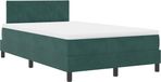 vidaXL LED Boxspringbed met Matras, Donkergroen, 120 x 200 cm, Fluweel