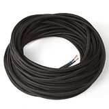 Amarcords Elektrische textielkabel zwart rond zijde 50 meter 2 x 075