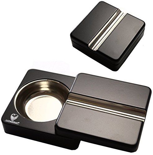 GERMANUS sigaren asbak, zwart, draaibaar