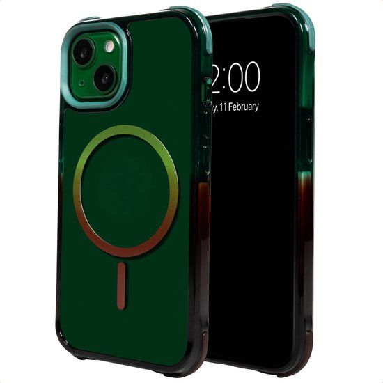 Selencia Gradient Backcover met MagSafe voor de Apple iPhone 14 / 13 - Groen / Bruin