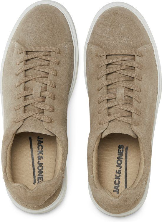 JACK & JONES JFWSTOCKHOLM LEATHER SNEAKER NOOS Heren Veterschoenen Beige Leer Maat 42