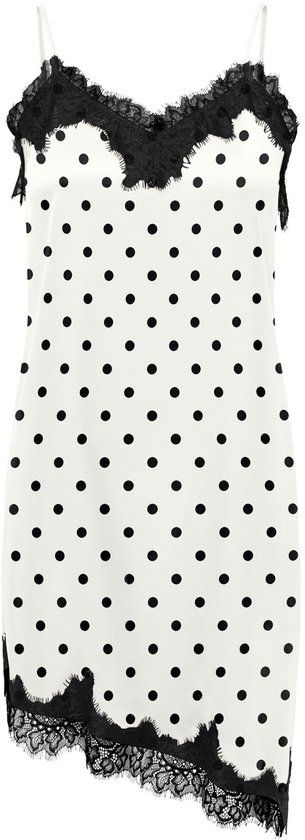 ONLY ONLBELLA STRAP SATIN LACE DRESS WVN EX Mini jurk - L - Cloud Dancer