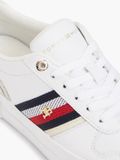 Tommy Hilfiger Leather Global Stripe Platform Trainers Femme Blanc