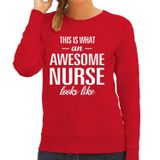 Bellatio Decorations Awesome nurse - geweldige verpleegkundige / zuster cadeau t-shirt rood dames - beroepen shirts / Moederdag / verjaardag cadeau M