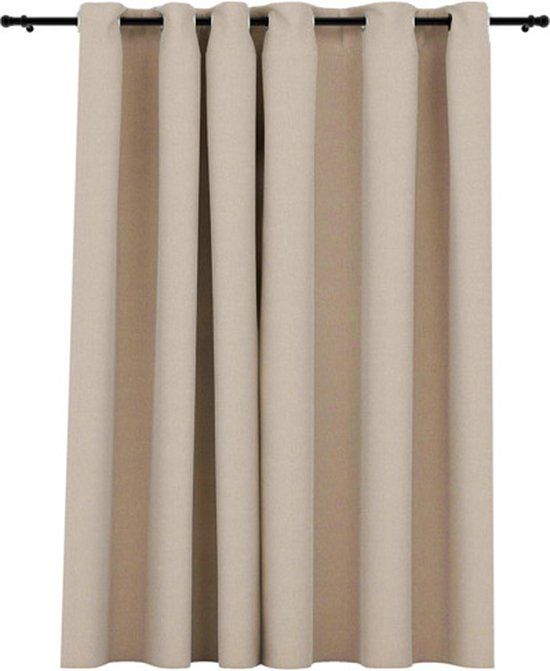 vidaXL Gordijn linnen-look verduisterend met ogen 290x245 cm beige