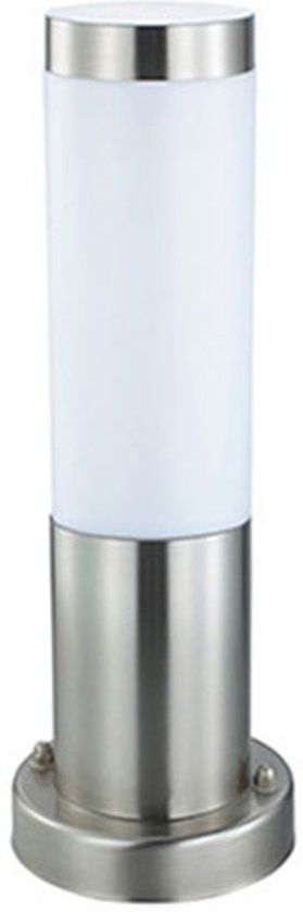 Bse Tuinverlichting / Buitenverlichting / Buitenlamp / Vloerlamp / Staande Lamp Rond Mat Chroom 32.5x7.6cm Modern RVS/PC E27 IP44