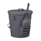 Relaxdays Asemmer met deksel en schep, 19 liter, kolenemmer, staal