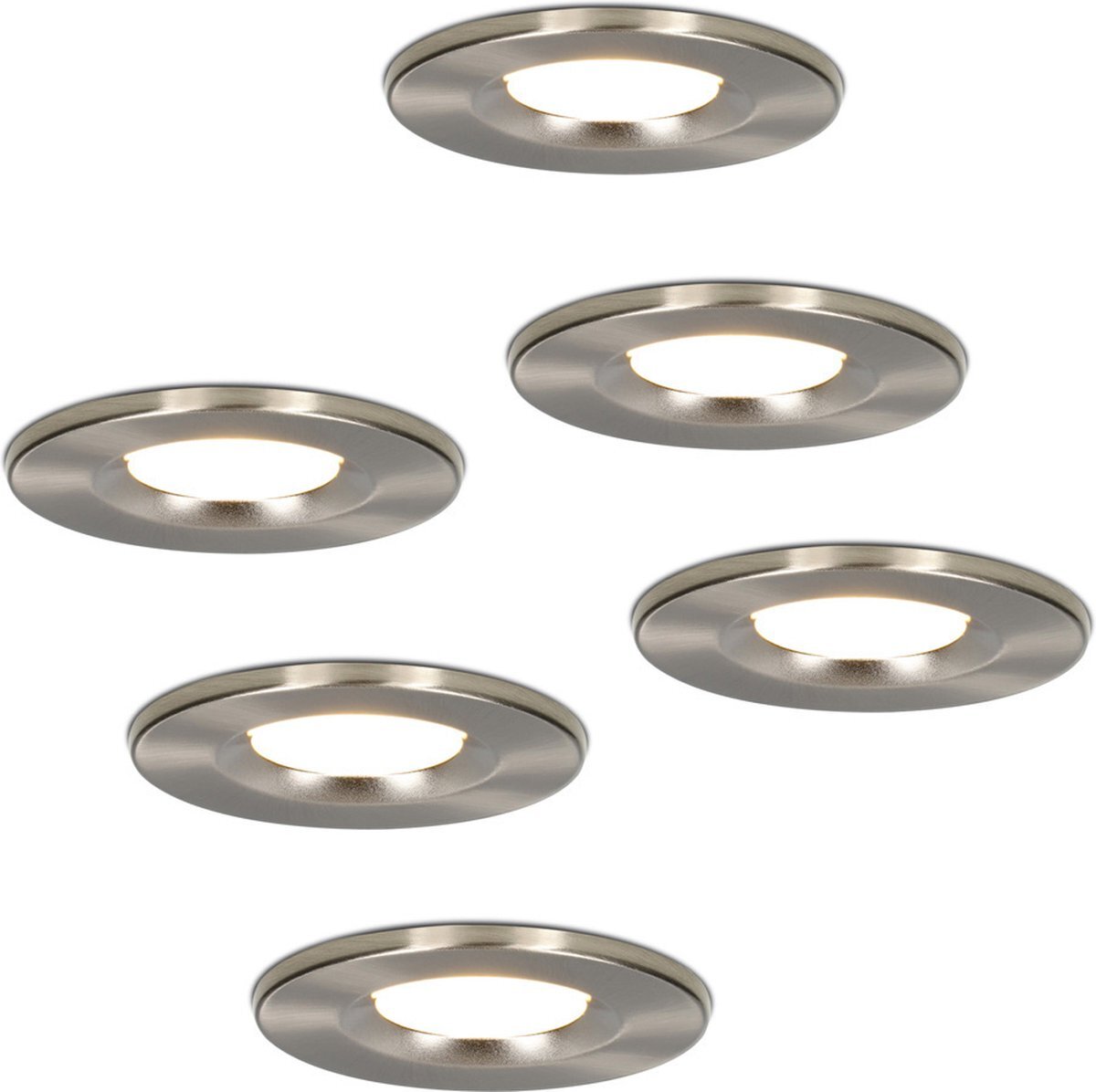 HOFTRONIC Set van 6 stuks dimbare LED inbouwspot RVS Venezia 6 Watt 2200-2700K IP65 - Dim to warm