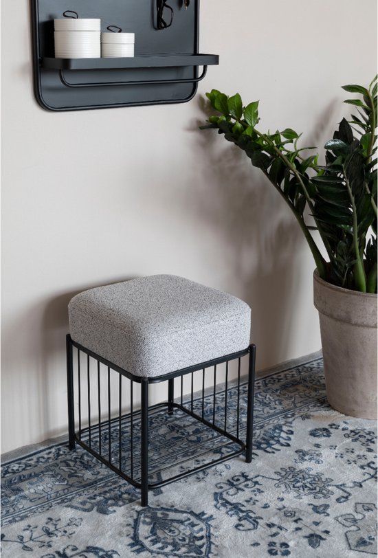 Housecraft Living Milou Square Stool - Grey - Design - Fabric - 35x35x45cm