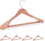 Merkloos Relaxdays kledinghangers cederhout, 5 stuks, anti motten, 45 cm, antislip, broeklat