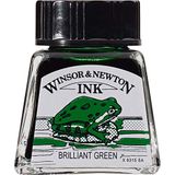 Winsor & Newton 1005046 Drawink Ink - tekeninkt voor kalligrafen, illustratoren, grafici, kunstenaars - waterbestendige kleuren, uitstekende transparantie - 14ml fles, Briljant groen