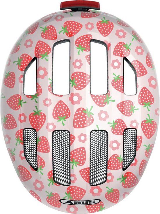 Abus Smiley 3.0 LED Kinderhelm - Pink Strawberry - Maat M (50-55 cm)