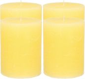 Atmosphera Stompkaars/cilinderkaars - 4x - geel - 7 x 9 cm