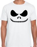 Bellatio Decorations Shoppartners Bv Skelet Gezicht Verkleed T-shirt Wit voor Heren - Carnaval Halloween Shirt / Kleding / Kostuum XXL