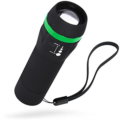 ABSINA LED zaklamp kinderen klein & helder - mini zaklamp met 60 lumen & 110 m lichtbereik - handige lamp traploos focussen incl. batterij als kinderzaklamp voor jongens & meisjes