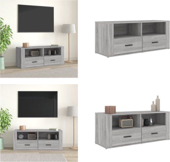 vidaXL Tv-meubel 100x35x40 cm bewerkt hout grijs sonoma eikenkleurig