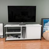 Hanah Home Stijlvolle tv-standaard, zwart & wit, 120 x 35,3 x 50,8 cm, 100% melamine gecoat verdeelbord, 18 mm dik, modern design voor woonkamer en entertainmentruimtes