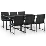 vidaXL 7-delige Tuinset met kussens Poly Rattan Zwart