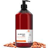 Biologische zoete amandelolie, koudgeperst, puur. Professionele massageolie, olie voor haar en wimpers, hydraterend lichaam (handen, nagels), gezicht (anti-aging), striae, zwangerschap - 1000 ml