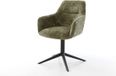 DELIFE Chaise de salle à manger Pejo-Flex pied croisé chenille noir olive 360° pivotant fonction bascule noyau à ressorts ensachés