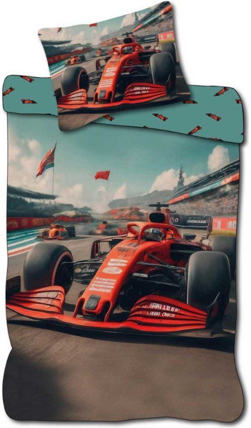 4KidsOnly Brandmac Aps Dekbedovertrek Formule 1 Eenpersoons Katoen Meerkleurig