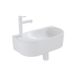 QeramiQ Fuente Fonteinset - 40x21.5x12cm - links - glad - halfrond - 1 kraangat - keramiek - fonteinkraan wit mat - afvoerplug - verlaagd sifon - wit glans