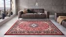 Tapeso Klassiek vloerkleed rond Medaillion - rood/zwart 160 cm rond